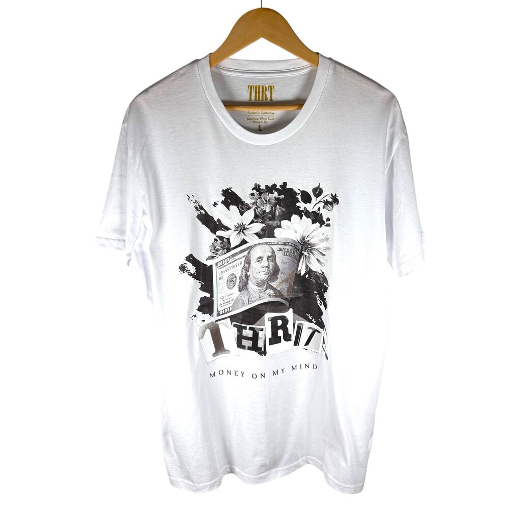 THRT Denim Money On My Mind T-shirt Men’s L - Streetwear Skater Urban Casual Rap